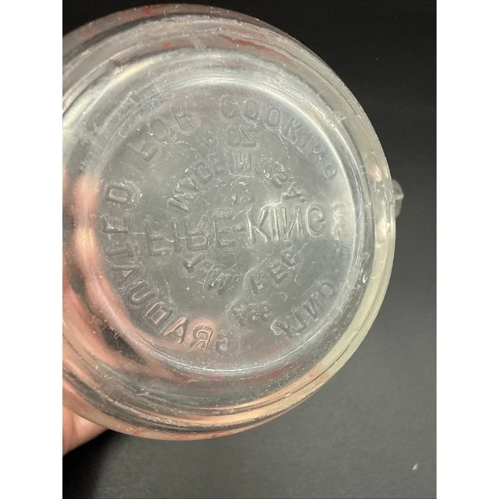 Vintage Fire King 1 Cup Measuring Cup #496 Red Letter Cloudy Glass Scratches